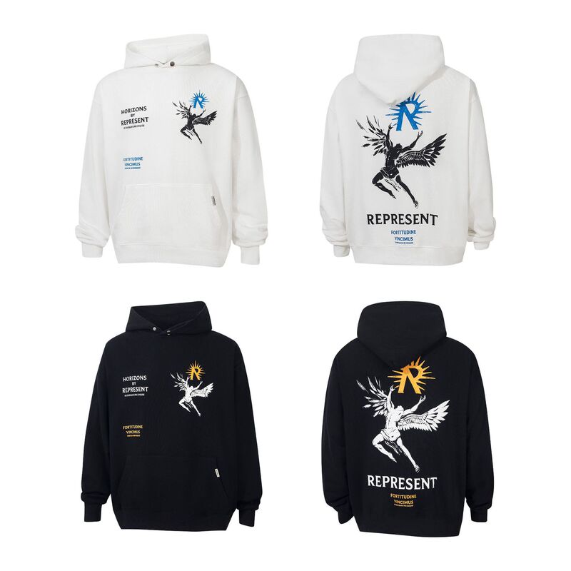 Cross-Border American Fashion Brand Ralesent Life Sun Wings Letter Hoodie Sweatshirt Men's and Women's High Street Jacket