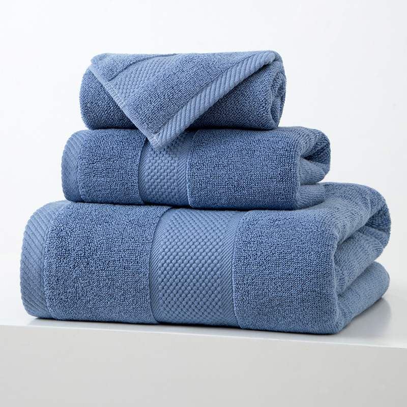 Pure Cotton Towel Bath Towel Three-Piece Gift Box Plain Household Towel Absorbent Face Wash Men and Women Plus Adult Bath Towel