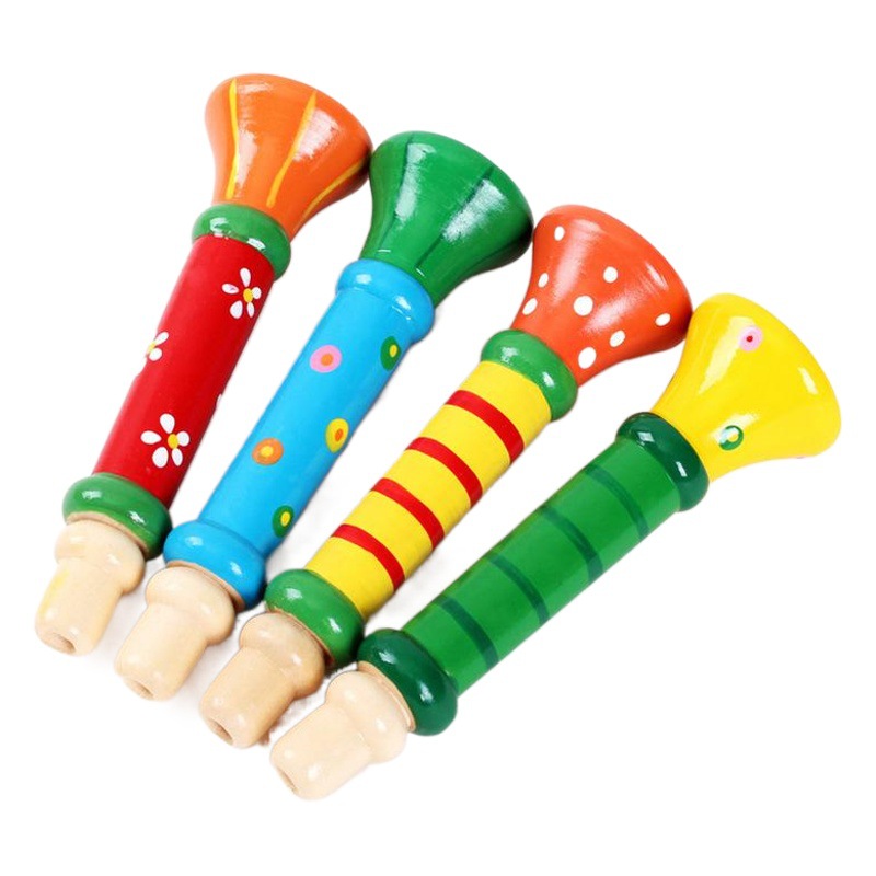 Juguetes de cuerno pequeño para niños de madera, instrumentos musicales de madera, educación temprana para bebés y niños pequeños, instrumentos de viento de silbato de Orff