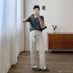 2025年秋季新款高腰显瘦直筒牛仔裤女宽松拖地牛仔裤长裤