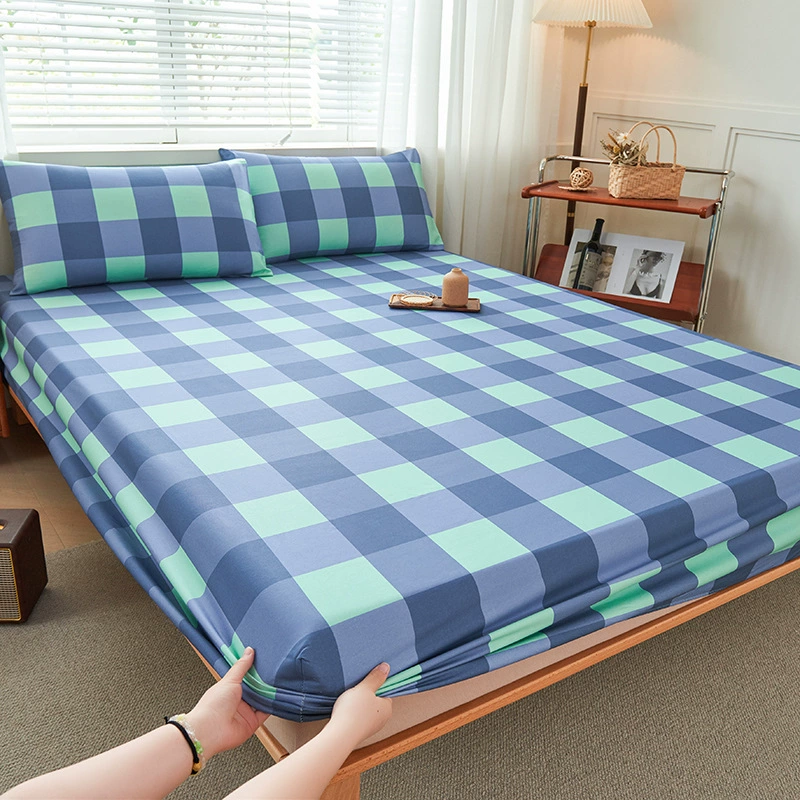 Thickened old coarse cloth sheets, simple striped home double machine washable student dormitory sheets, can be equipped with a three-piece set
