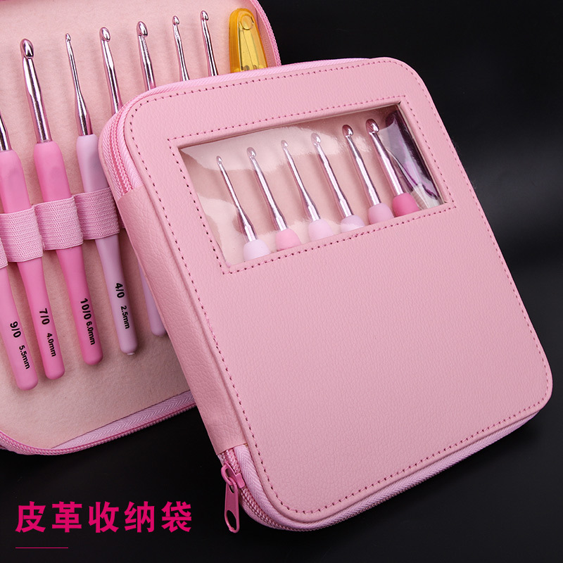 IYR7 Knitting Needle Tool Set Complete Handmade Soft-Grip Wool Sweater Bag Crochet Needle Stainless Steel DIY Material