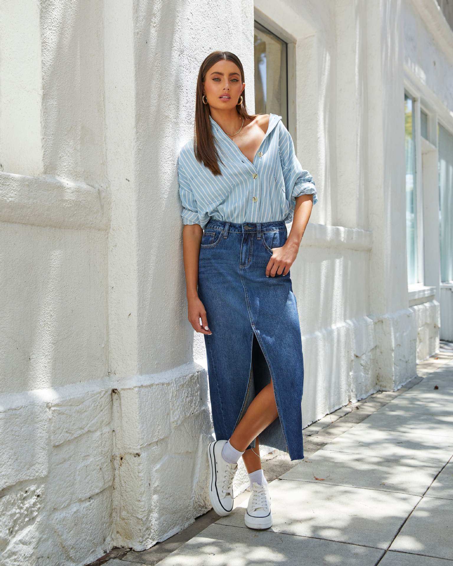 Cotton Fabric Type Spring Streetwear Solid Color Cotton Maxi Long Dress Skirts