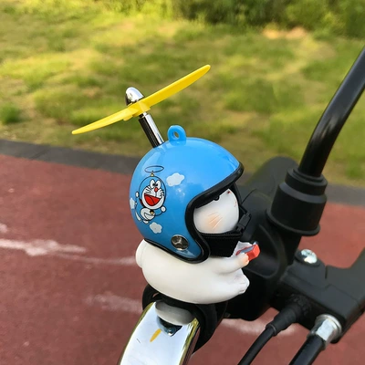 Car ornaments — Electric Battery Car Decoration - strap-style-yellow-bamboo-dora-helmet-kitten