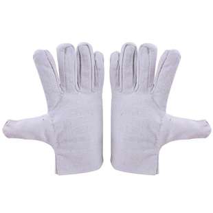 Manufacturer Wholesale Heat-Resistant, Anti-Scalding, Low-Temperature Resistant White Leather 24 Non-Slip Canvas Fully Lined Arc Welding Double-Layer Thickened Labor Protection Gloves