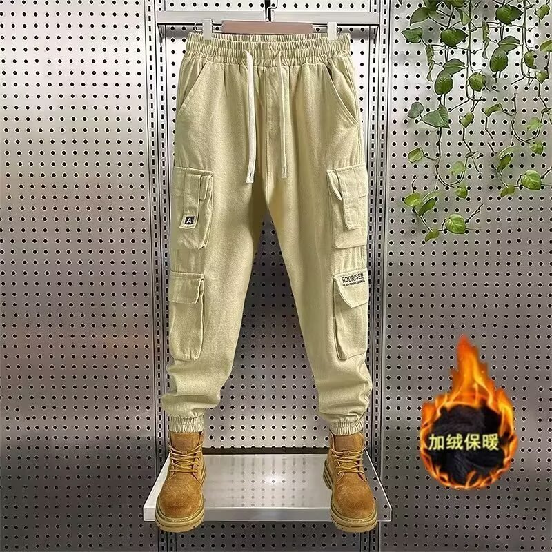 Pantalones de trabajo de otoño y invierno, pantalones de calentamiento sueltos, bolsillos de reparación de automóviles, pantalones de protección laboral sueltos, tubo recto