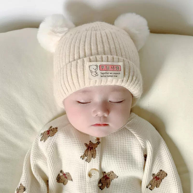 秋冬季儿童帽子可爱新生婴幼儿胎帽男女宝宝毛线帽初生针织帽卡通