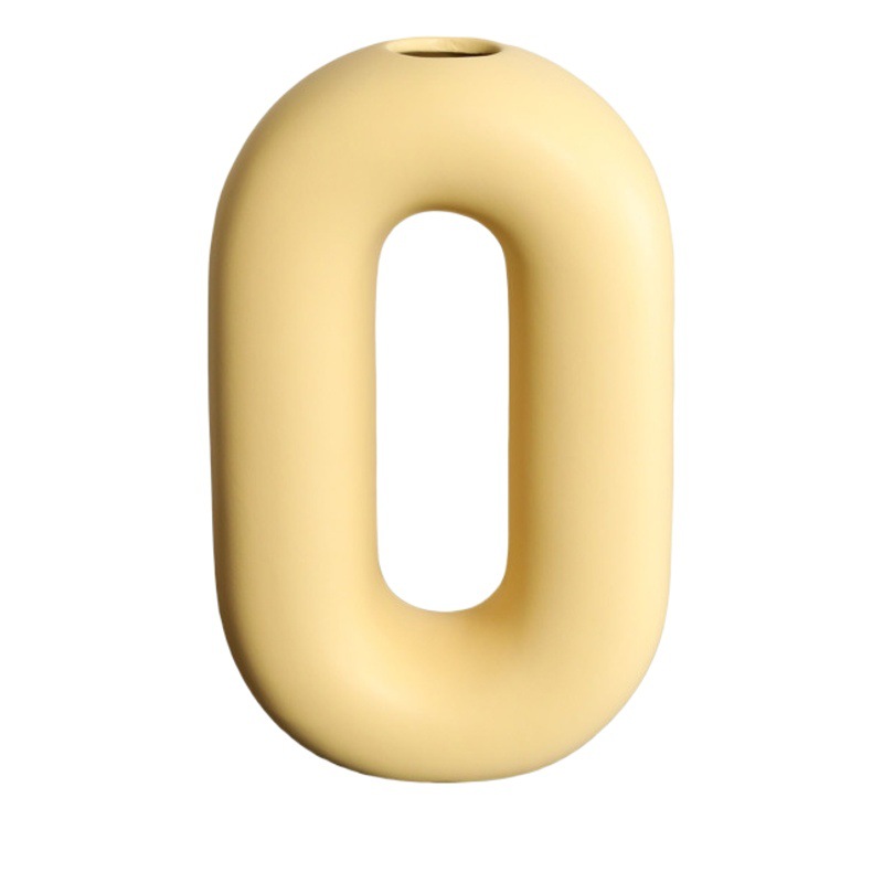 Nórdico estilo crema donut florero de cerámica decoración sala de estar arreglo de flores secas sala de estar Mesa decoración suave