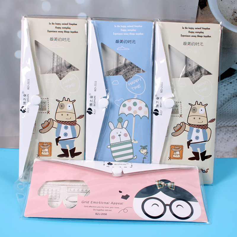 Creativo niños de alta apariencia 20cm botón 4 piezas conjunto estudiante triángulo tablero examen traje de aprendizaje suministros al por mayor