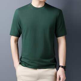 轻奢夏季新款短袖t恤男士薄款圆领休闲打底衫纯色半袖纯棉体恤