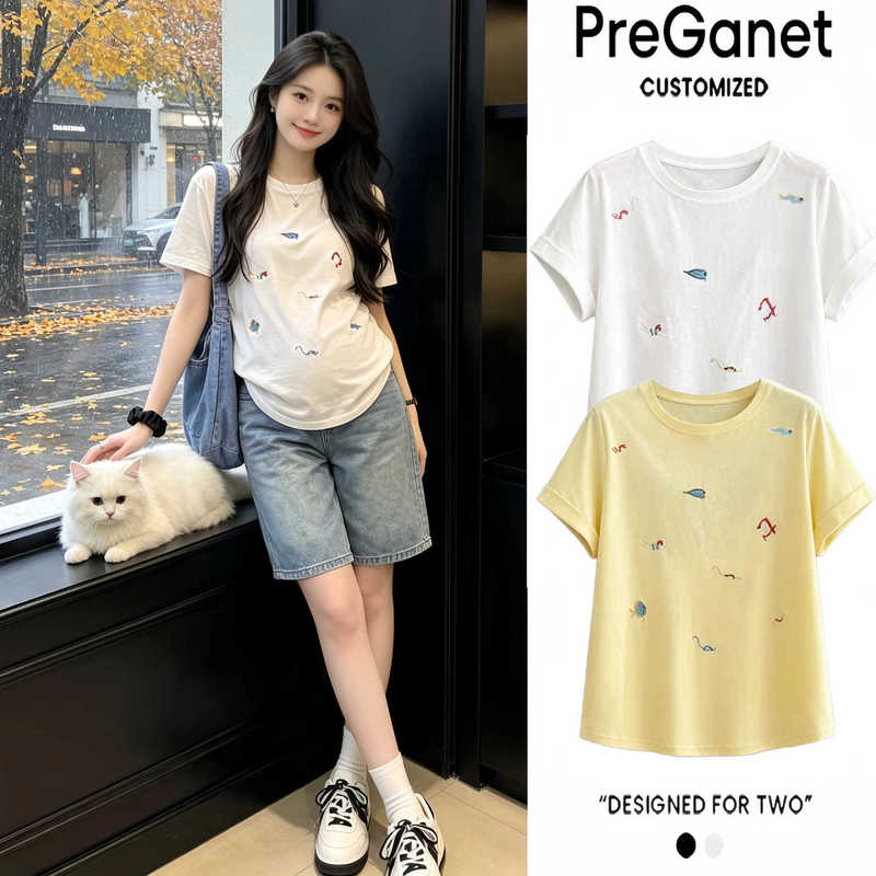 Maternity T-shirt, short-sleeved, thin, summer maternity wear, loose-fitting t-shirt, conceals belly, 2026 new summer style Maternity T-shirt, short-sleeved, thin, summer maternity wear, loose-fitting t-shirt, conceals belly, 2026 new summer style