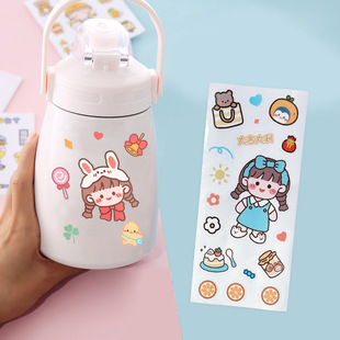 Cute girl heart rabbit stickers rabbit cartoon pvc waterproof stickers Glass stickers wholesale hand account stickers