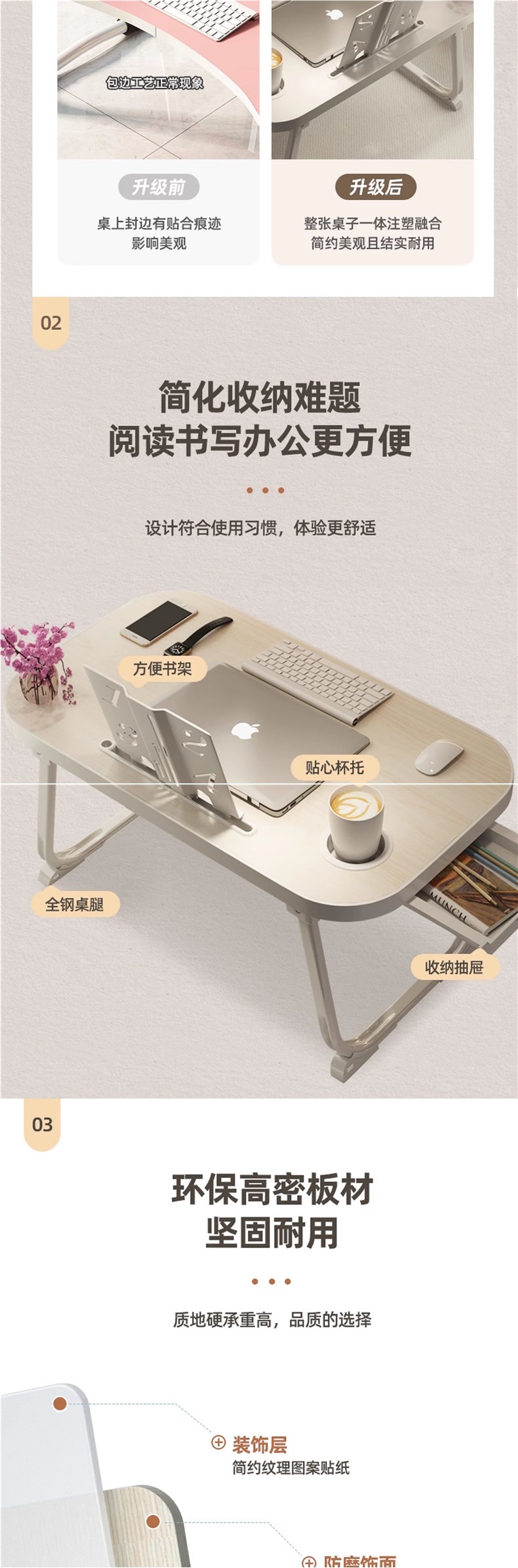Car Small Table for Eating, Dining Table, Laptop Table for Homework, Multi-Functional Folding Study Table