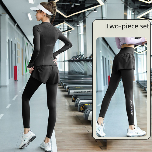 Women's Autumn/Winter New Yoga Top Jump Rope Sweat Suit Quick-Dry Long Sleeve Running Sport Set