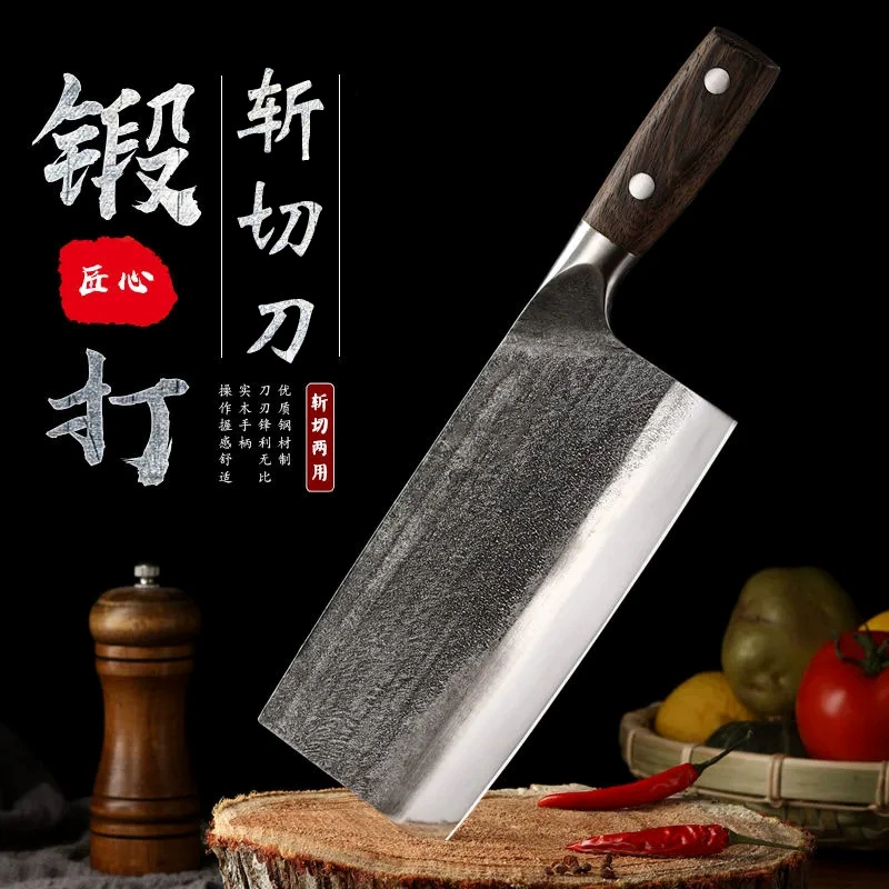 Кованный нож: повар, острый, нержавеющая сталь, домашняя кухня, толстый мясной нож-килья, складной нож из нержавеющей стали