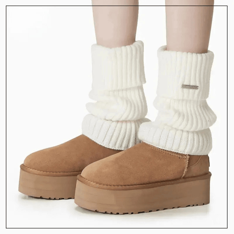 White Knitted Women's Leg Warmers, Snow Boot Slouch Socks, Winter Calf Socks, Leg Warmers, Slouch Socks