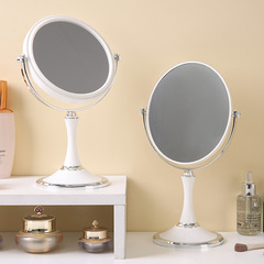 Ins-style flower double-sided makeup mirror, retro desktop round vanity mirror, simple bedroom vanity mirror