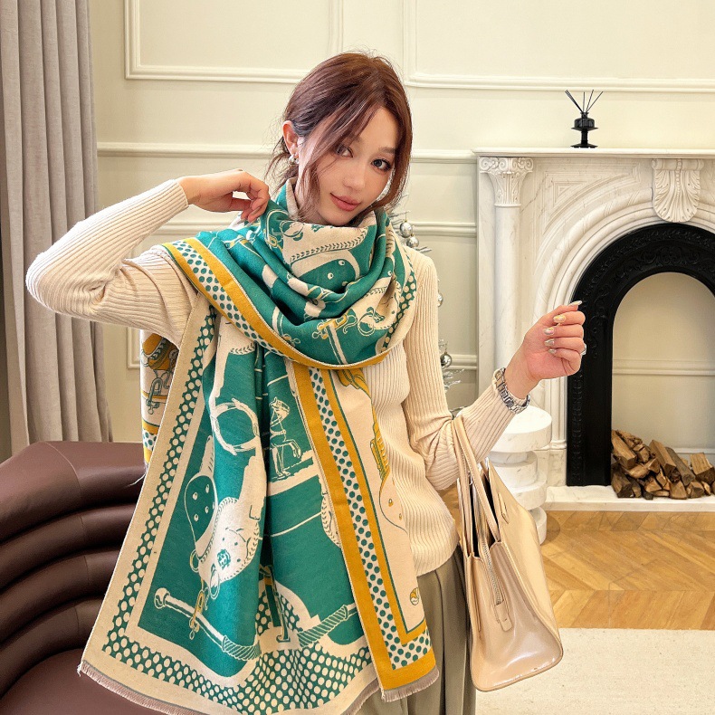 Sciarpa jacquard in cashmere imitazione di alta qualità e di lusso leggero, scialle invernale versatile da donna, antivento e caldo spesso_voghion.com