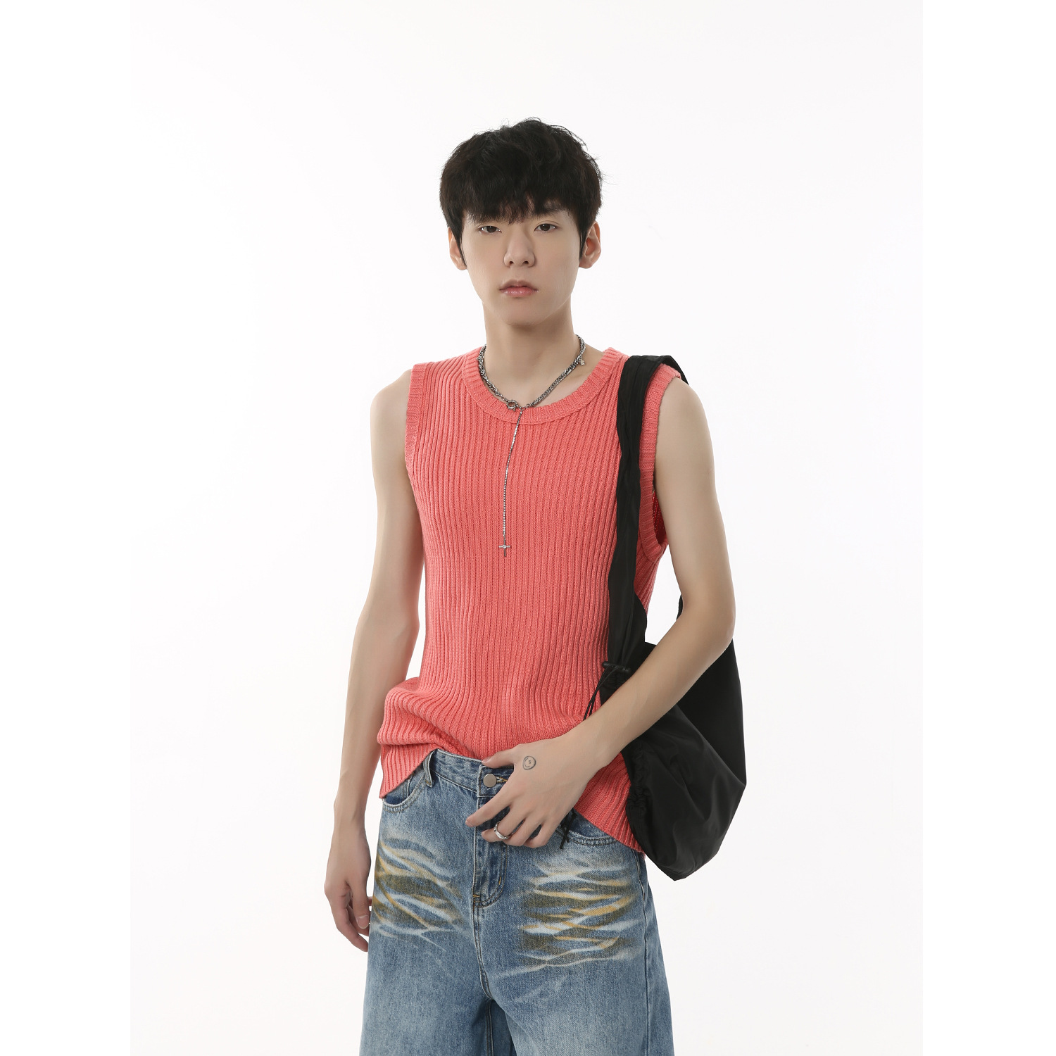 MTLCLOTHESMen's Clothing|Autumn American Retro All-match Loose Sleeveless T-shirt Vest Casual