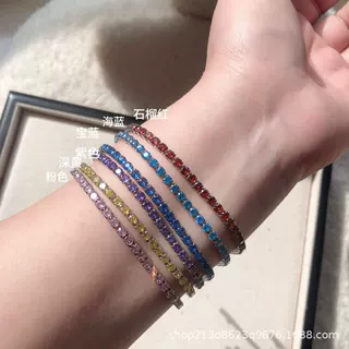 钛钢不掉色彩宝锆石网球链小众高级轻奢复古冷淡风精致百搭叠戴