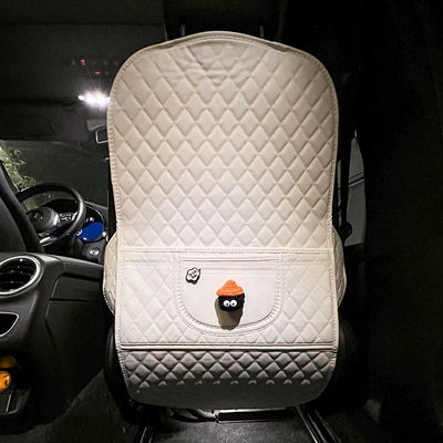 rear seat backrest anti-dirt protective Chair back anti-kick pad - orange-hat-coal-briquettes-white-anti-kick-mat-long-version