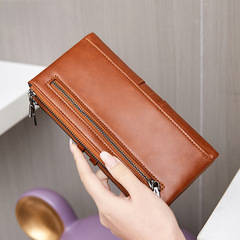 Wallet for Women 2023 New RFID Anti-Magnetic Money Clip Vintage Oil Wax Leather Handbag Multi-functional Long Wallet for Ladies