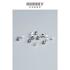 S925純銀泰銀子弟珠菱形隔珠切面珠DIY手串編繩手鍊散珠配件材料