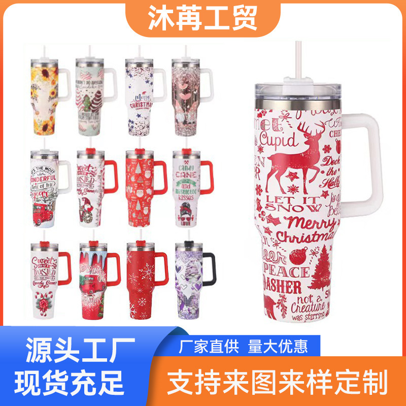 跨境圣诞节系列40oz汽车杯创意不锈钢手柄保温杯便携礼品冰霸杯|undefined