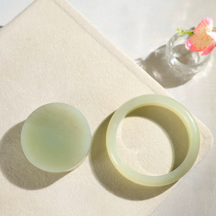 Jin Yutang Xinjiang Hetian Jade Qingshui Bracelet suit Jade Warm and Fine Oily Full of Simple and Beautiful Elegant Touch