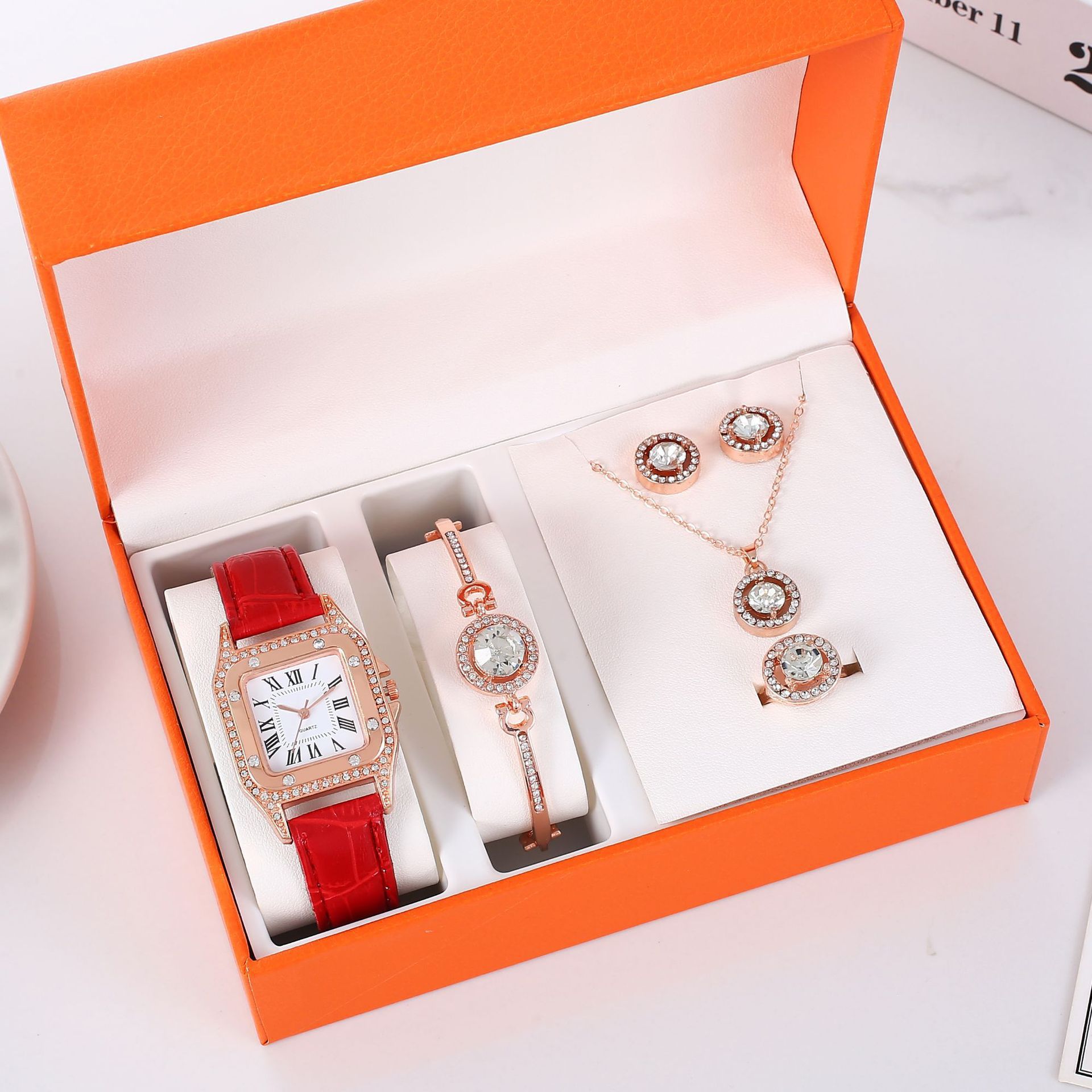 Orologio da donna cinque pezzi completo commercio estero quarzo Con scatola Orologio da polso set_voghion.com