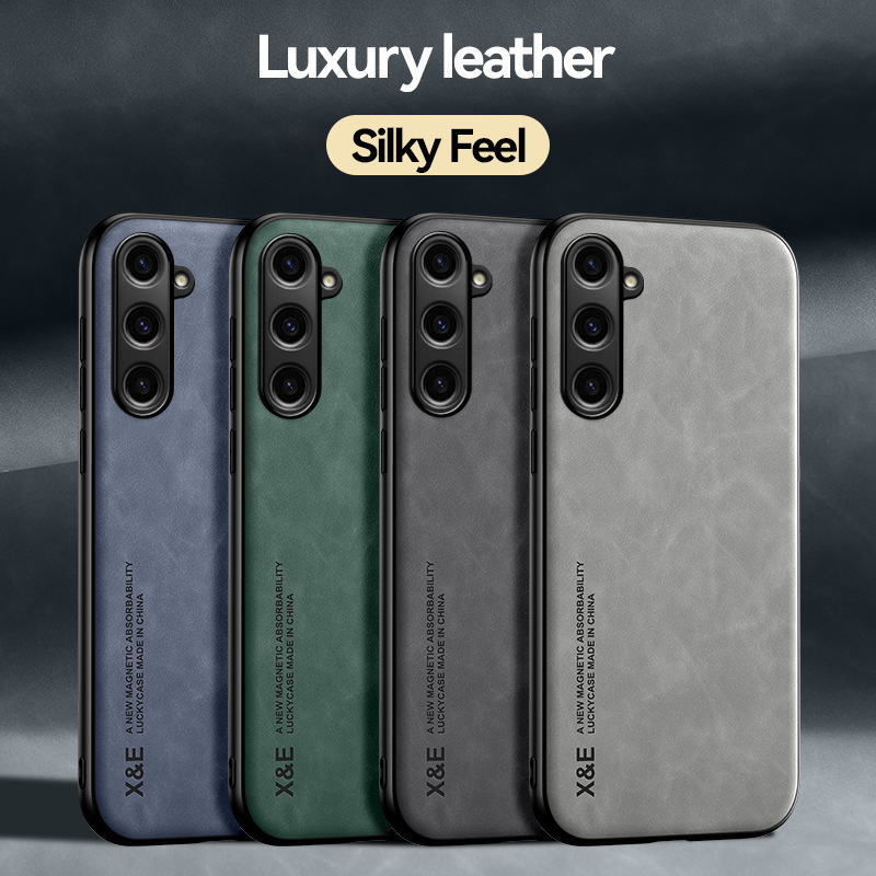 Suitable for Samsung S26Plus Mobile Phone Case, Sheepskin Leather, Invisible Car-Mounted Magnetic Skin-Feel Silicone Soft Edge for A26/A57