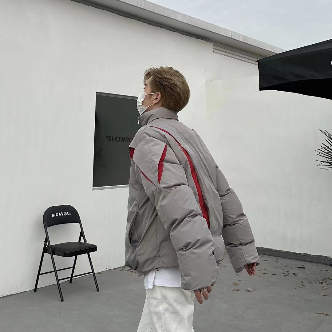 Estilo funcional americano pareja ropa de algodón acolchada marca de moda de los hombres de invierno nueva calle alta creativo engrosada abrigo de algodón Suelto