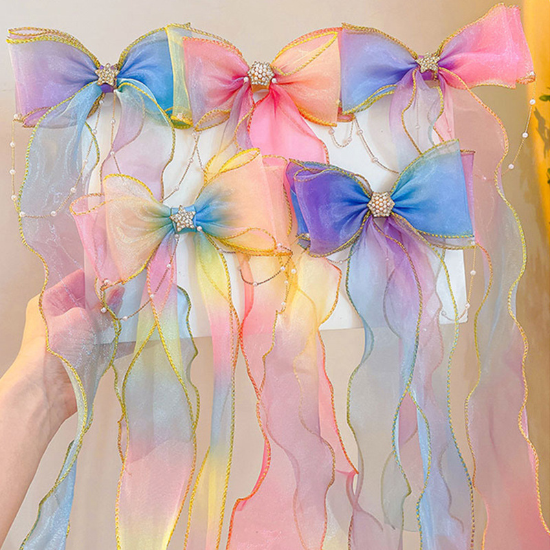 Diente para niños, banda para el cabello, lazo para el cabello, horquilla para el cabello trenzado, princesa para niñas, cinta larga, accesorios para el cabello para niñas de verano