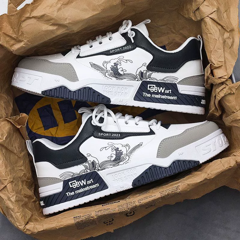 Модные мужские кроссовки для весны и осени, оригинальный нишевый дизайн, универсальные белые кроссовки на танкетке, летние повседневные спортивные высокие кеды.