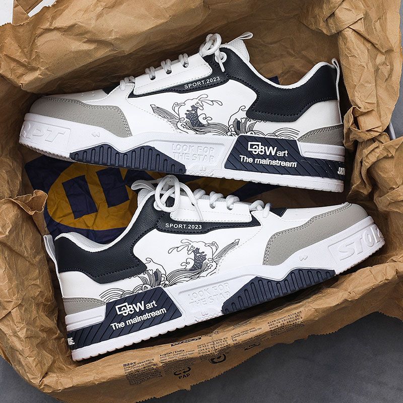 Trendy Men's Shoes for Spring and Autumn, Original Niche Design, Versatile Height-Increasing White Sneakers, Summer Casual Sports High-Top Trendy Shoes