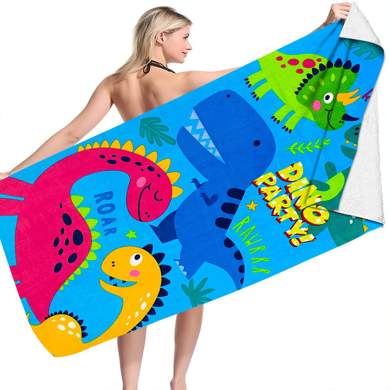 ROAR Dinosaur Series Beach Towel Microfiber Double-sided Fleece Beach Towel Swimming Bath Towel Varied Square Towel Beach Towel