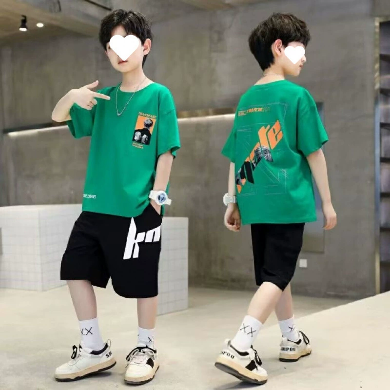 Модный летний костюм для мальчиков 2025 года, новая корейская версия, детский летний короткий рукав, стильный для старших мальчиков