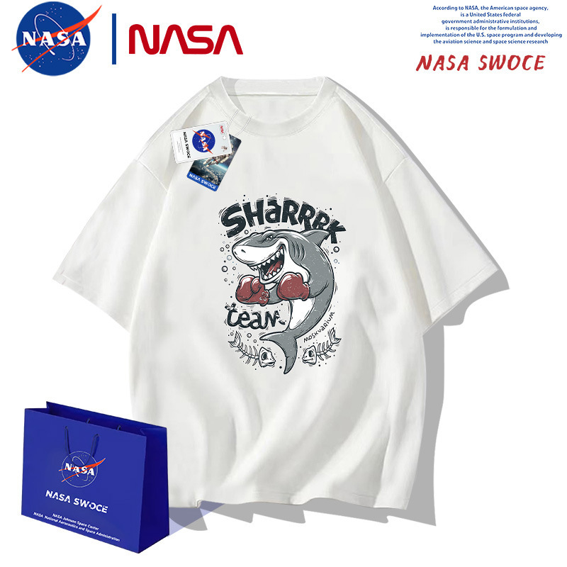 2022 new cotton loose short sleeve T-shirt cartoon animal boxer shark print cotton half sleeve clothes