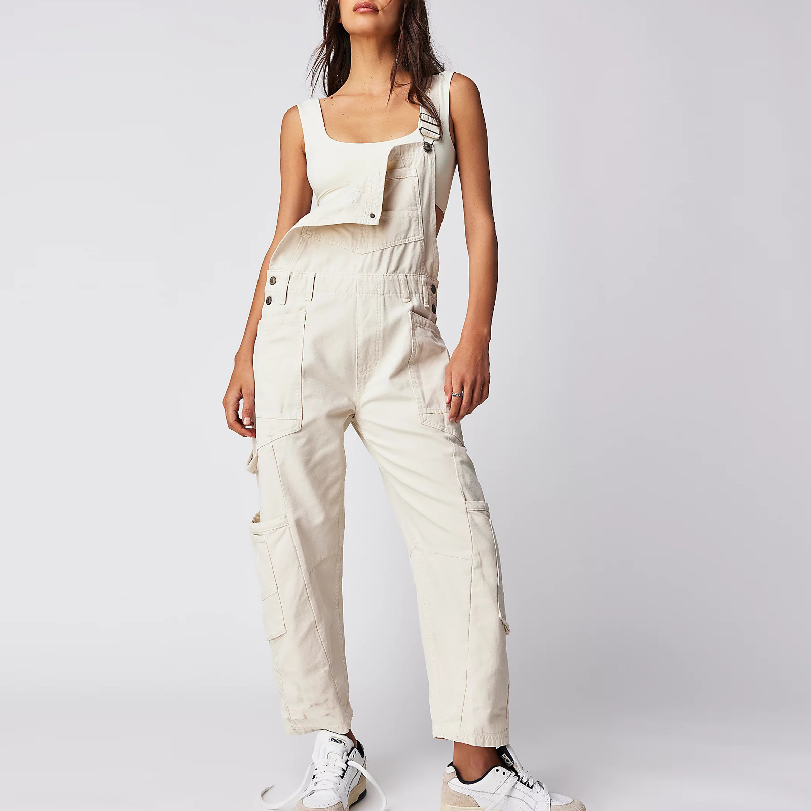 Pantalones vaqueros largos para mujer de Amazon, nuevos, casuales, holgados, sin mangas, overoles de mezclilla para trabajo, SU3563