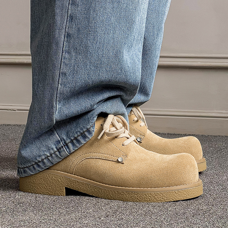 Herrenschuhe 2024 neue lässige dicke Sohle erhöhen Rhabarber Martin Big Head Derby Schuhe Britische Retro-Arbeitsschuhe_voghion.com