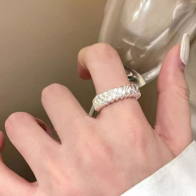 925纯银素圈戒指女不掉色森系小众ins风设计高级感百搭开口调节|undefined