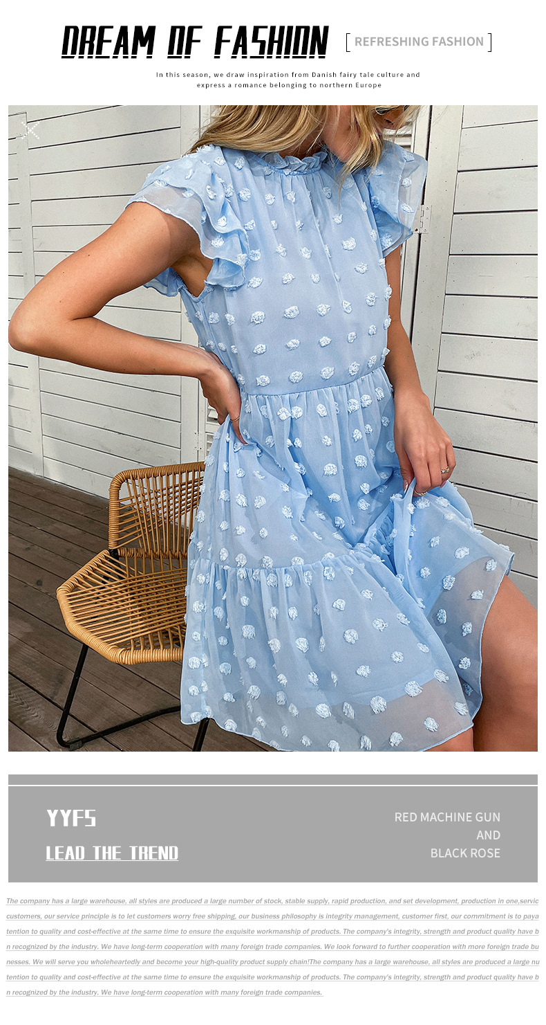 Solid Color Loose Jacquard Chiffon Dress_voghion.com