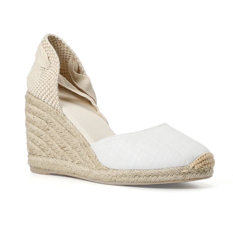 Solid color belt wedge heel