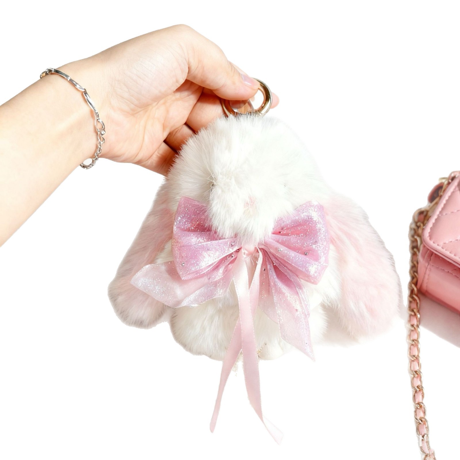 Bolsos lindos colgantes de peluche de peluche tulipas conejo colgantes de llaves de automóviles colgantes de peluche cadenas de teléfonos móviles