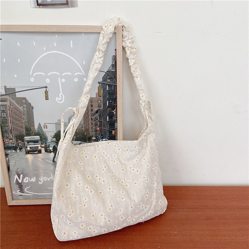 03173 Japanese style small fresh daisy canvas bag women's literary shoulder bag student thin bag bag wholesale