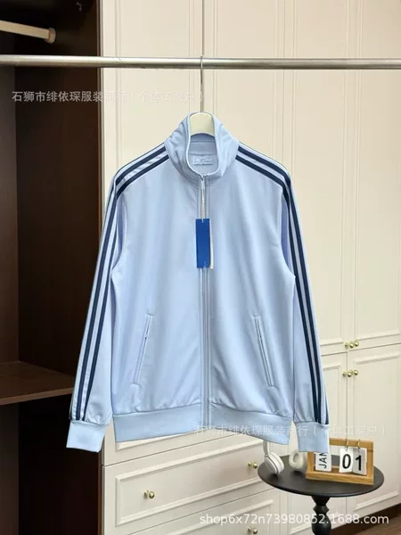 High-end embroidered logo spring and autumn trendy classic unisex sports jacket with stand-up collar, cardigan style, casual thin jacket