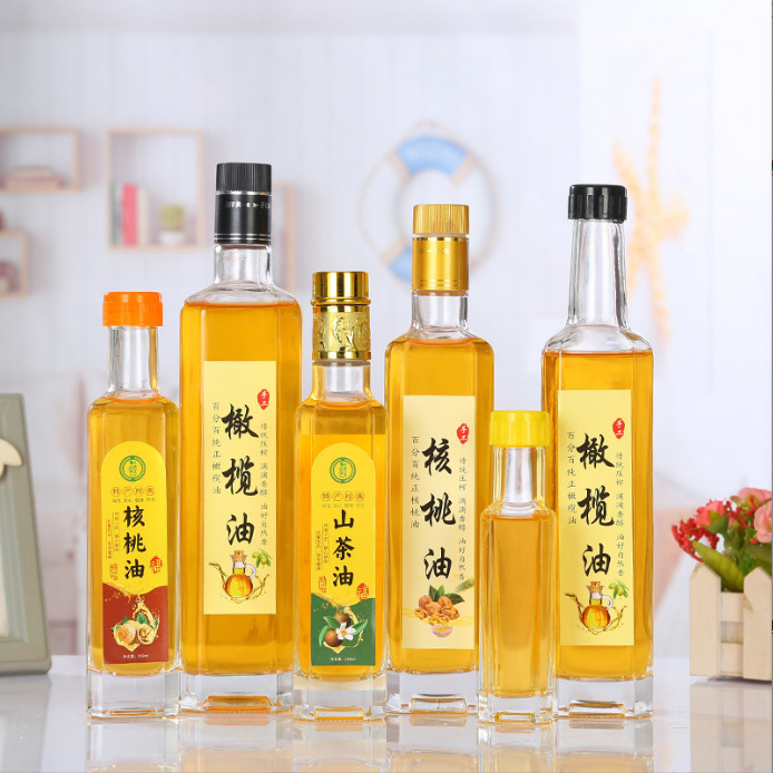 透明橄榄油瓶装核桃油墨绿山茶油瓶芝麻油菜籽油玻璃瓶厨房调味瓶