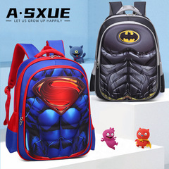 Backpack for Elementary School Boy, Hero Team Leader, 3D Hard Shell Muscle Batman Superman Ergonomic Support Dual Shoulder Child Backpack