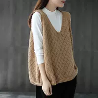 Куртка-жилет для женщин с V-образным вырезом, oversize, осень, свободный крой, без рукавов
