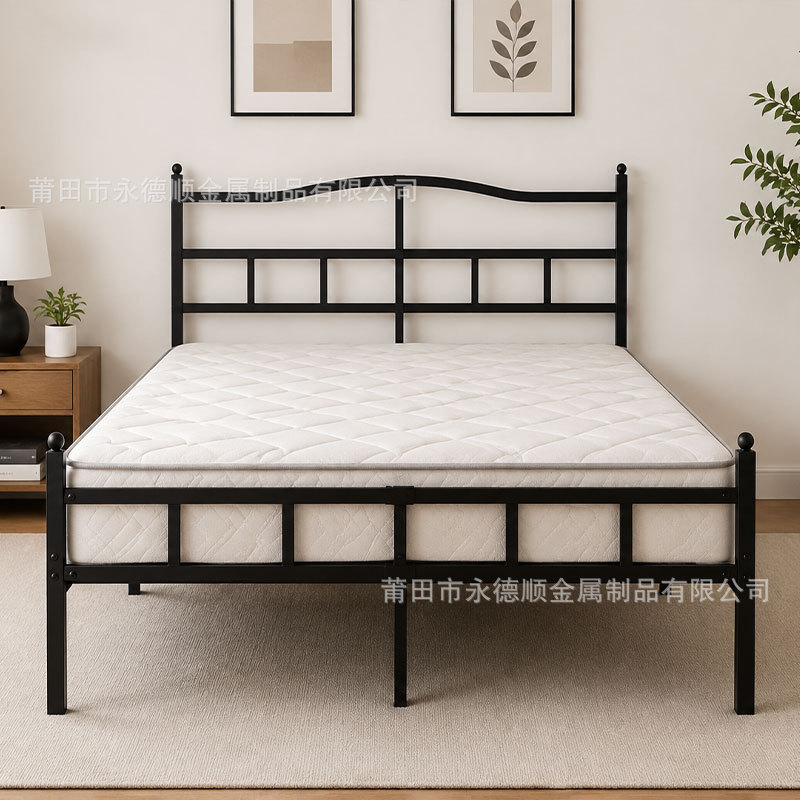 Cross-Border French-Style Wrought Iron Bed 1.8m Double Bed Brazilian Iron Bed Reinforced and Thickened 1.5m Single Bed Iron Frame Bed for Home Use
